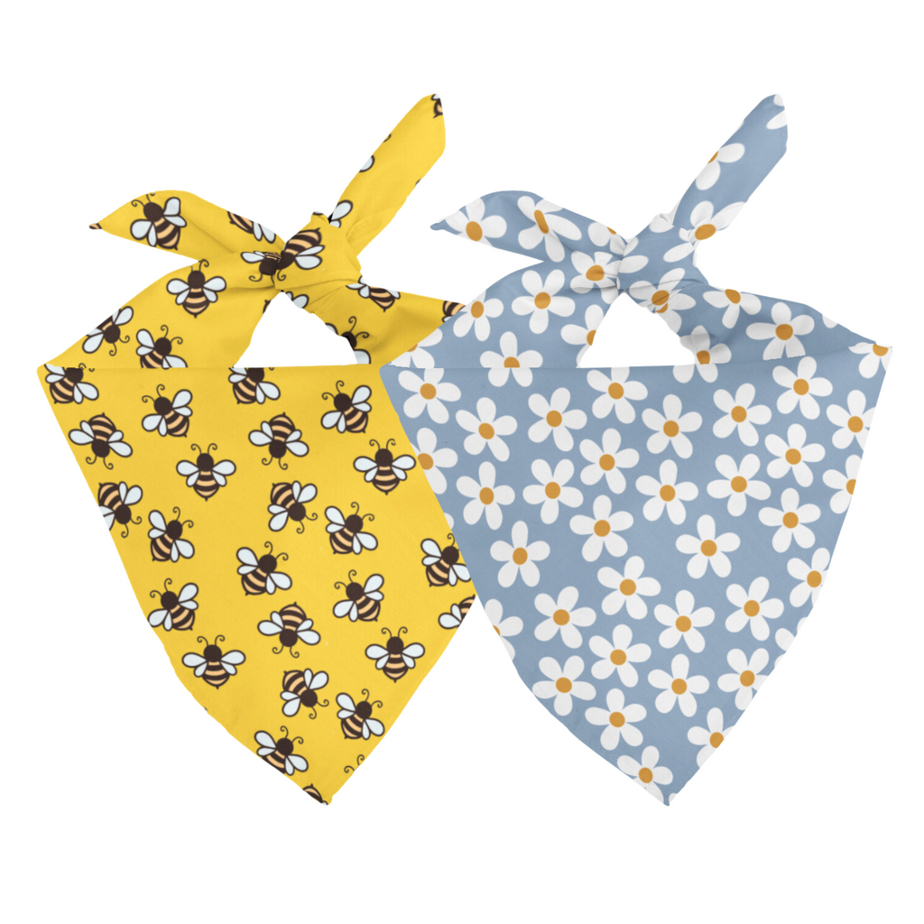 Bees & Daisy Dog Bandana & Matching Scrunchie Set