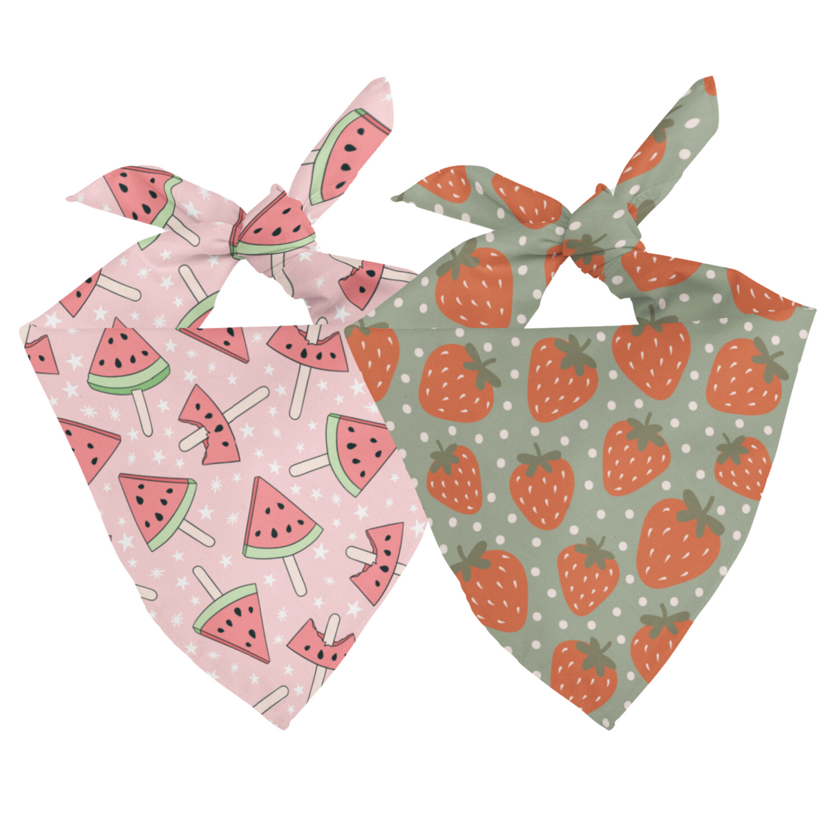 Watermelon & Strawberry Dog Bandana & Matching Scrunchie Set